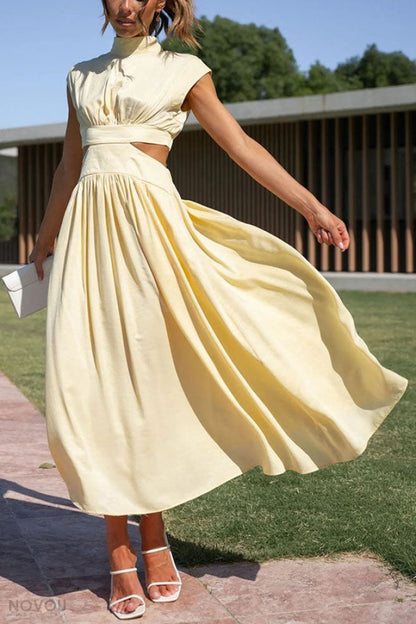 Lorna Rollkragen Taille Ausgeschnitten Sommer Midi-Kleid