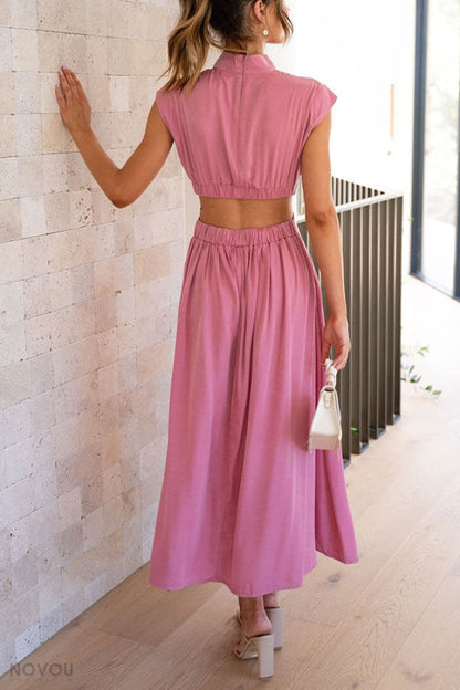 Lorna Rollkragen Taille Ausgeschnitten Sommer Midi-Kleid