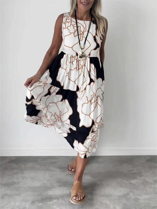 Bedrucktes schulterfreies Kleid