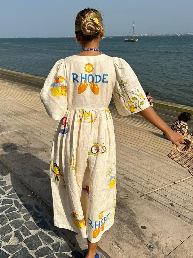 Rhode Leinen Kleid