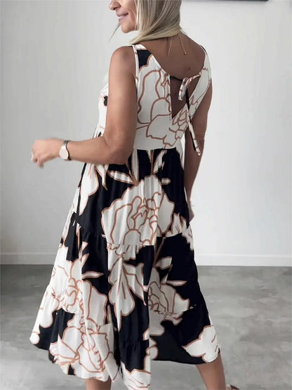 Bedrucktes schulterfreies Kleid