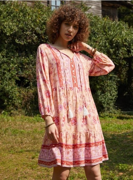Madelinde | Langärmeliges geblümtes Kleid