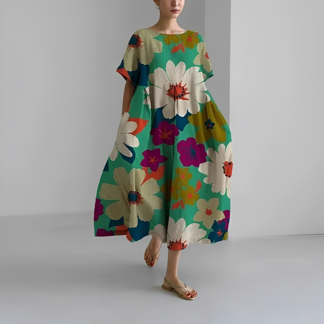 Rosa | Boho-Blumenkleid - Frühling