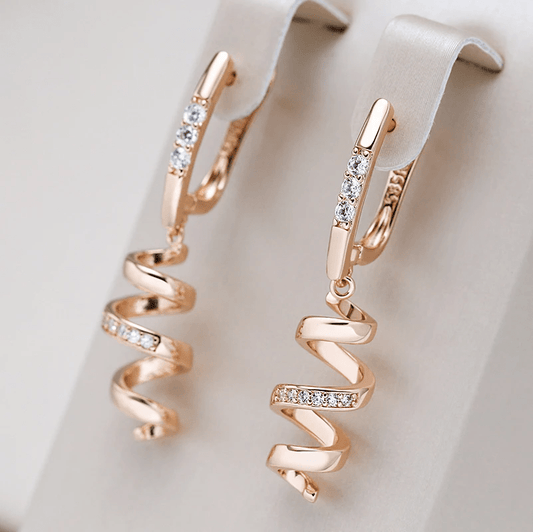 Viva Trend| Spiralohrringe Gold/Zirkonia - Strahlender Glamour