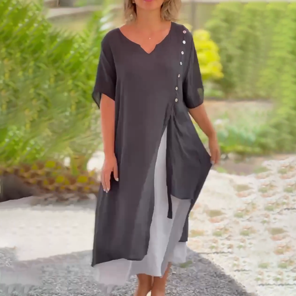 Sietske | Bequemes Kleid mit V-Ausschnitt
