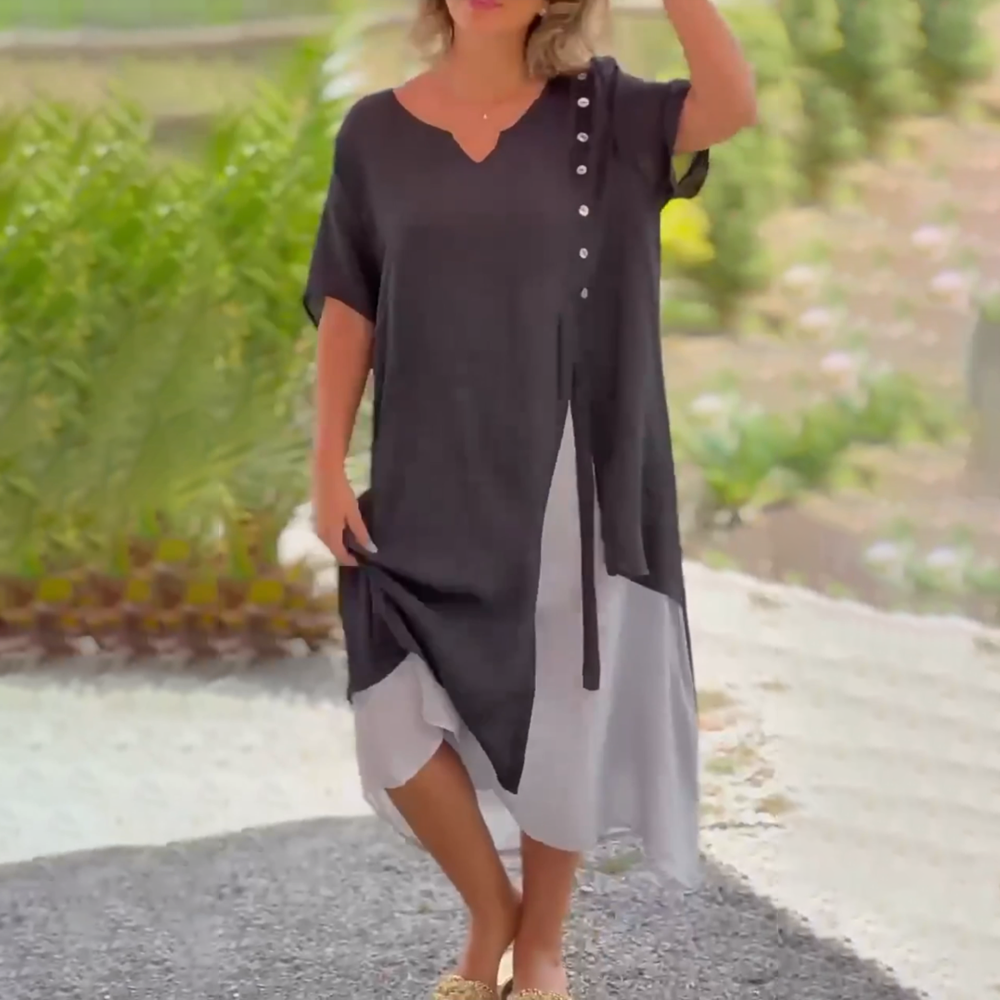 Sietske | Bequemes Kleid mit V-Ausschnitt