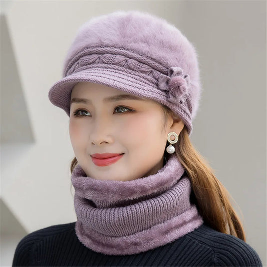Viva Trend| Wintermütze und Schal Set - luxuriöses Accessoire aus Imitationspelz