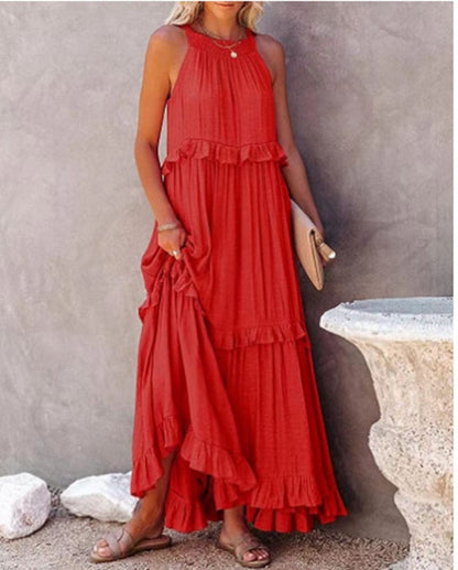 Viva Trend | Rote Ruffle Strandkleid