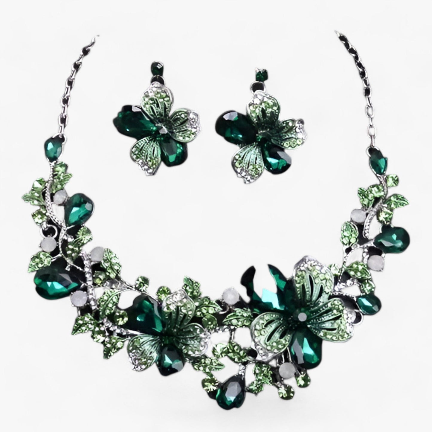 Viva Trend| Brautschmuck - Betonen Sie Ihre Schönheit mit einer Emaille-Blumenkette und Ohrringen