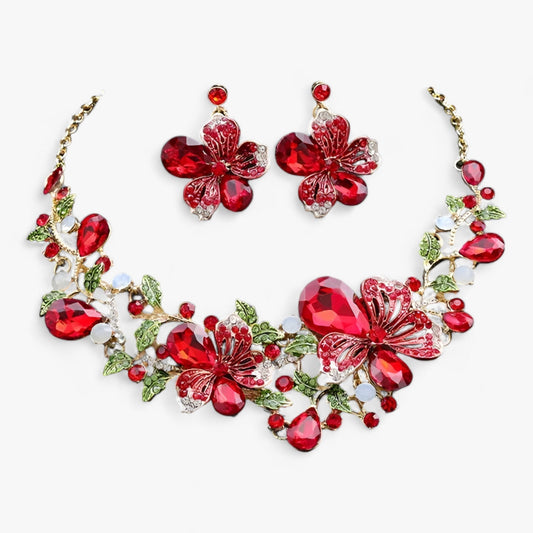 Viva Trend| Brautschmuck - Betonen Sie Ihre Schönheit mit einer Emaille-Blumenkette und Ohrringen