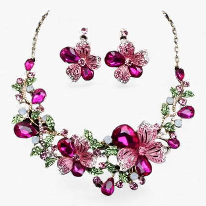 Viva Trend| Brautschmuck - Betonen Sie Ihre Schönheit mit einer Emaille-Blumenkette und Ohrringen