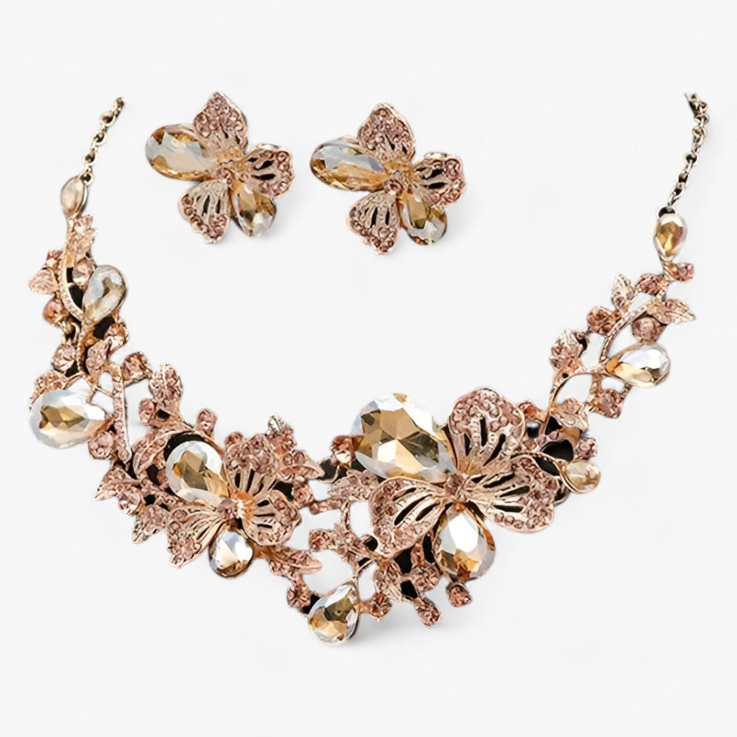 Viva Trend| Brautschmuck - Betonen Sie Ihre Schönheit mit einer Emaille-Blumenkette und Ohrringen