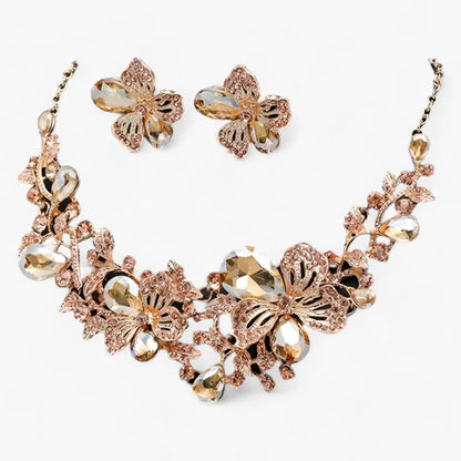 Viva Trend| Brautschmuck - Betonen Sie Ihre Schönheit mit einer Emaille-Blumenkette und Ohrringen