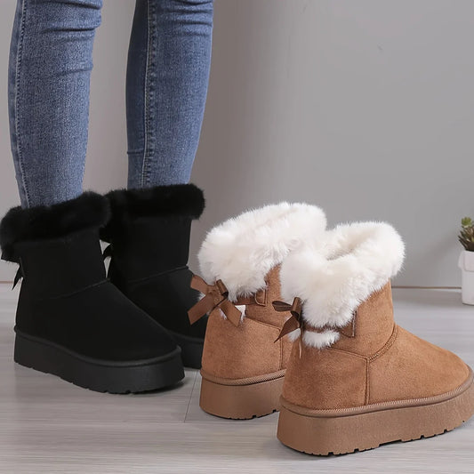 Anni | Gemütlich Chic Stilvoll Thermal gefüttert Plüsch Bowknot Stiefel