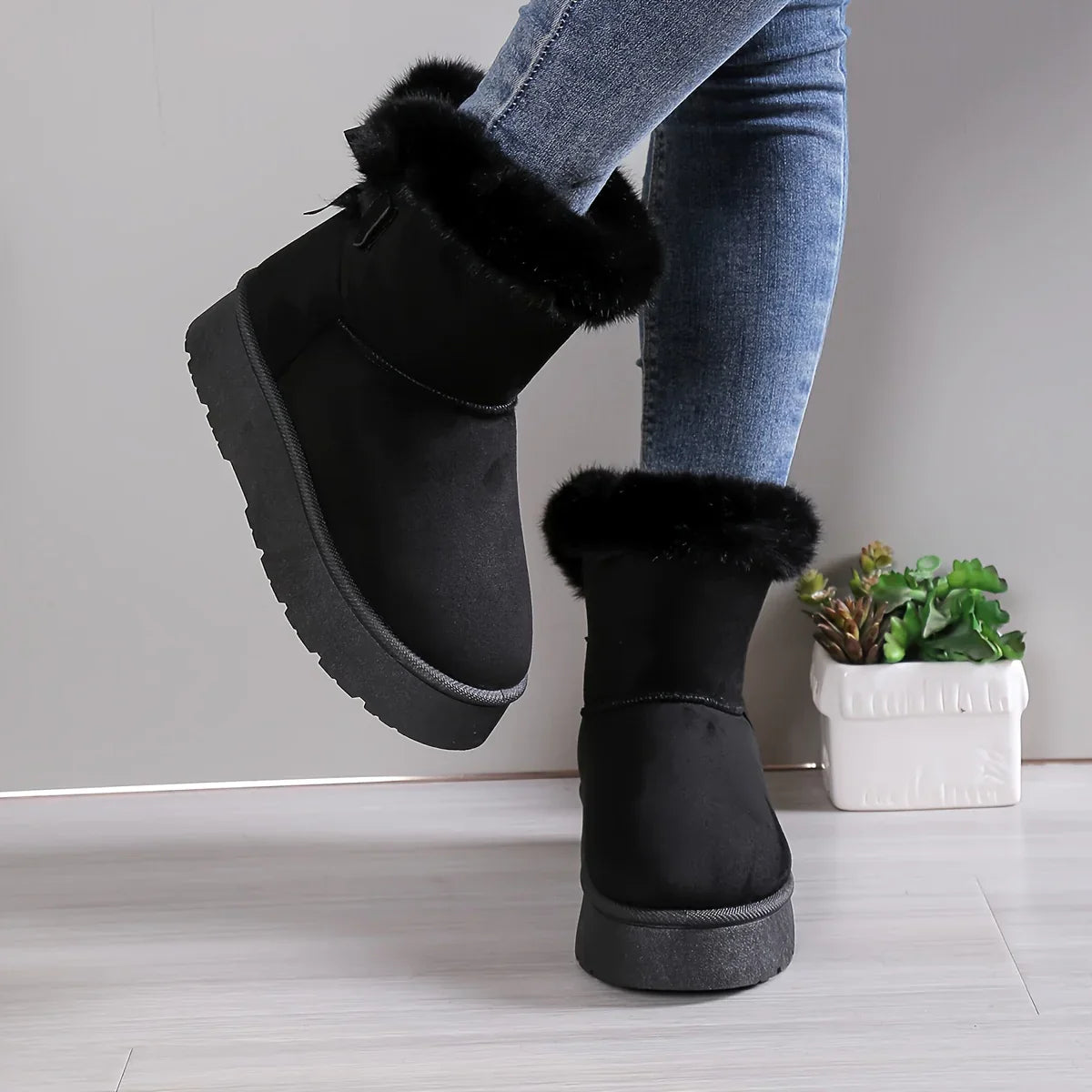 Anni | Gemütlich Chic Stilvoll Thermal gefüttert Plüsch Bowknot Stiefel