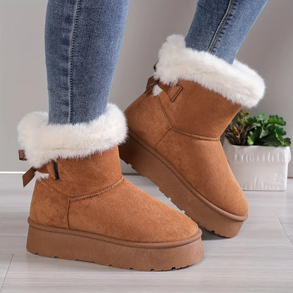 Anni | Gemütlich Chic Stilvoll Thermal gefüttert Plüsch Bowknot Stiefel