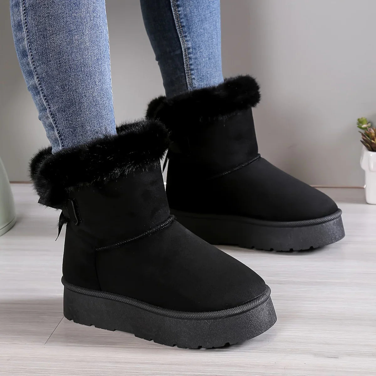Anni | Gemütlich Chic Stilvoll Thermal gefüttert Plüsch Bowknot Stiefel
