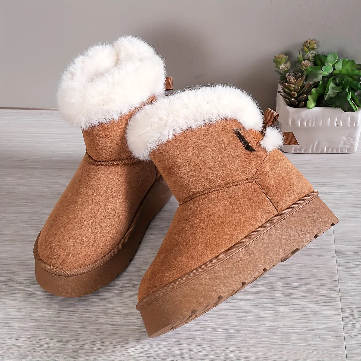 Anni | Gemütlich Chic Stilvoll Thermal gefüttert Plüsch Bowknot Stiefel